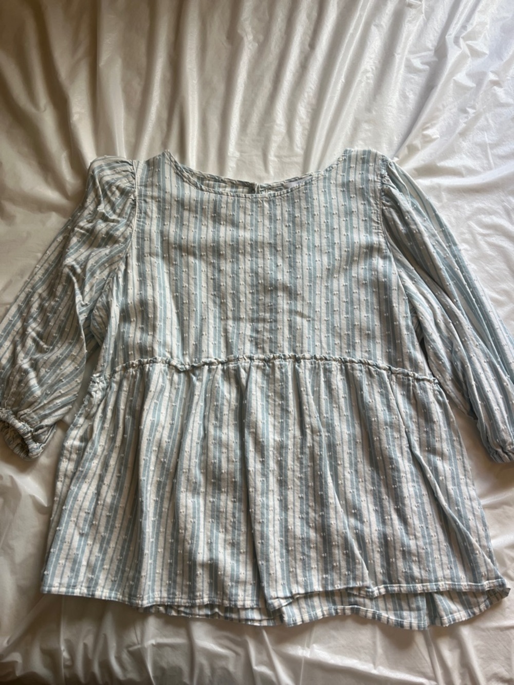 Time and Tru Blue and White Striped Babydoll Tunic